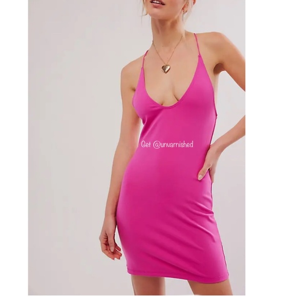 Intimately Free People NWOT Crisscross Back Mini Slipdress in Rose Violet - Picture 8 of 9